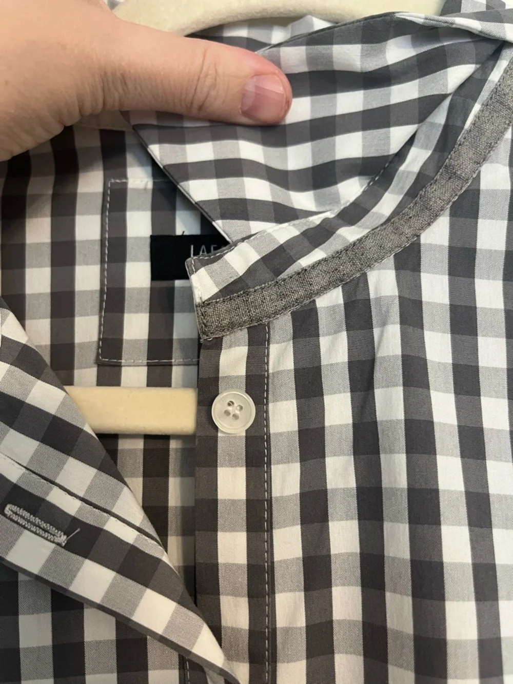 Lafayette 148 New York Gray and White Gingham Shirt - Picture 4 of 8